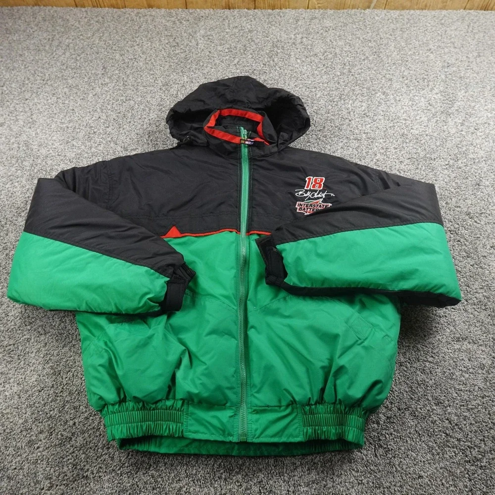 VTG Bobby Labonte Jacket Mens‎ L Black Green Chase NASCAR Racing 18 Bomber Coat